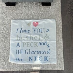 Decorative Pillow Cover with Heart and Text